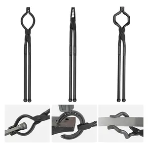 TikTokShopBlackFridayVEVOR Blacksmith Tongs, 18" 3 PCS, V-Bit Bolt Tongs, Wolf Jaw Tongs and Z V-Bit Tongs, Carbon Steel Forge Tongs with A3 Steel Rivets, for Beginner and Seasoned Blacksmiths, Bladesmiths and Craftsmen