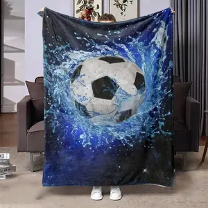 Soccer Ball Pattern Blanket, Soft Cozy Blanket, Soft Throw Blanket, Air Conditioning Blanket, Warm Nap Blanket for Home Office Travel Camping