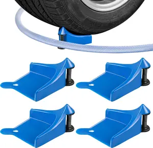 4 count  Hose Guide, Tire Hose Roller for  Washing, Detailing Tire Hose Guide Preventing  Washer Hose Stuck Under The Wheels, Plastic Wash Tool to Avoid Snagging(Blue)