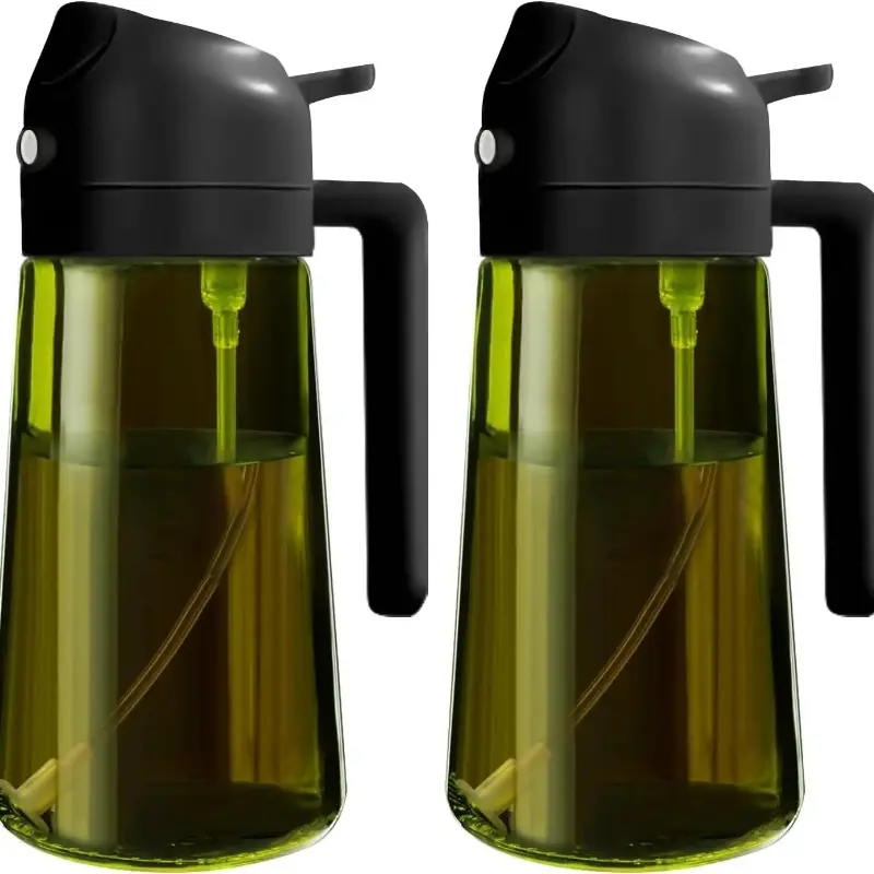 2. Food-grade oil sprayer with a 16-ounce, light-resistant glass oil bottle. A two-in-one device for spraying and pouring oil, perfect for the kitchen, Cooking Oil Container and olive oil dispenser, Oil Dispenser Set, Kitchen Gadgets, Kitchenware.