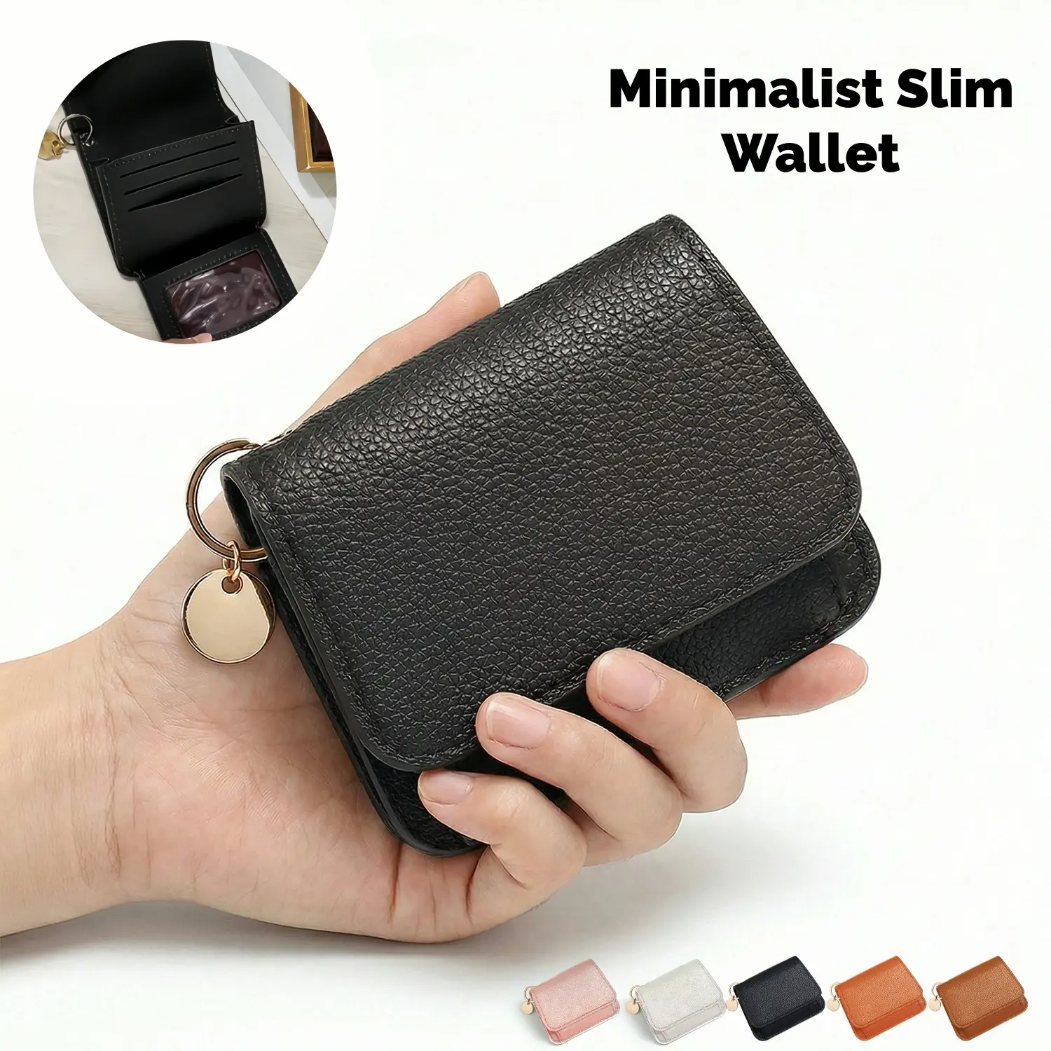 Women's Minimalist Slim Wallet - Elegant Solid Color RFID Blocking Leather Wallet,Tri-Ford with Multi Slot,ID Window,Coin Purse,Compact Design with Multiple Colors Available for Everyday Use