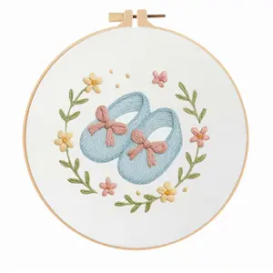 Embroidery Kit Set for Beginners, Elegant Cross Stitch Embroidery Kit, Floral Beginner Kit, DIY Embroidery Lovers, Includes Printed Cotton Fabric