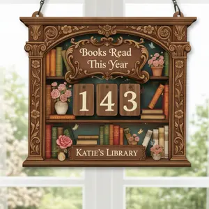 Vintage Book Tracker Sign, Personalized Reading Tracker, Library Decor, Book Lover Gift, Books Read This Year Counter, Reading Lover Gift