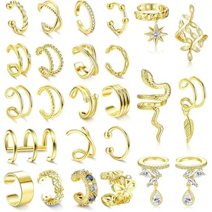 25 count 14K  Plated Ear Cuffs for Women Non  Adjustable Ear Cuff  Piercings Clip  Upper Ear Cartilage Earrings Helix Wrap Ear Cuff  Set