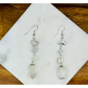 1 Link Clear Quartz Earrings