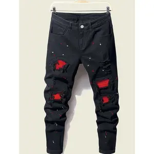 Men'ssplashedinkprinteddenimjeans