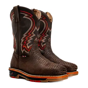 MEN'S 4X4 FORCE VENOM SQUARE TOE RUSTIC BROWN WORK BOOTS  PULL ON ROPPER