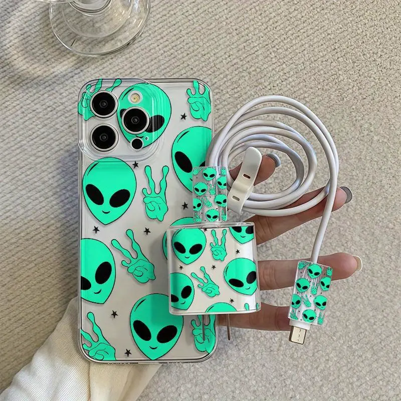 iPhone Case Set, Transparent Alien Design, Shockproof Protective Cover for iPhone 15 Series & More, Includes Charger Protector & Cable Wrap, Accessories - TikTok Shop iPhone Case Set, Transparent Alien Design, Shockproof Protective Cover for iPhone 15 Series & More, Includes Charger Protector & Cable Wrap, Accessories - TikTok Shop