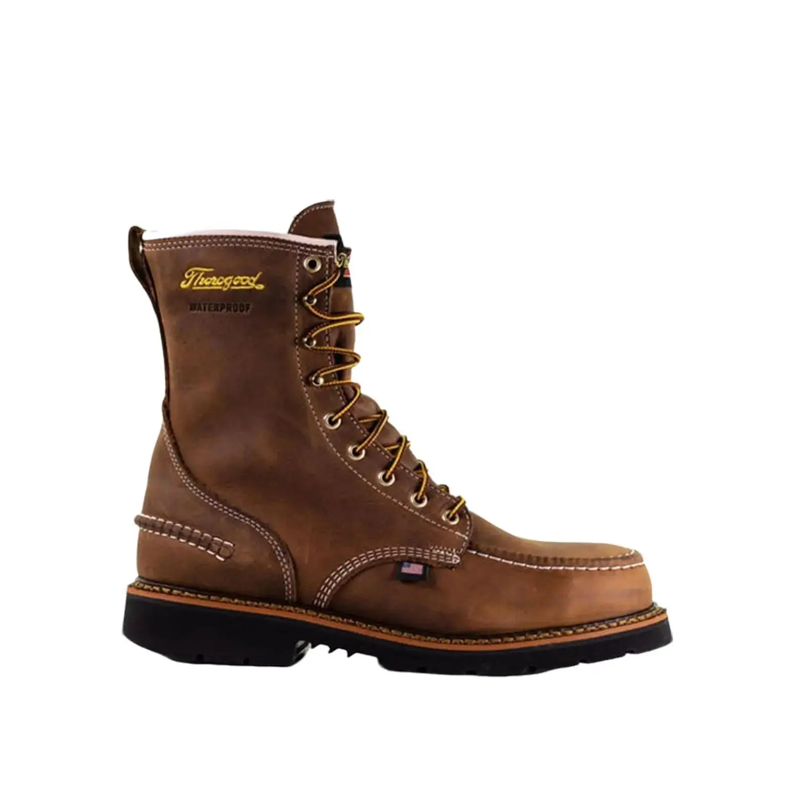 Thorogood 1957 Series Men's 8" Moc Toe Waterproof Safety Toe Classic Leather Work Boots, Footwear, Walking Shoes, Closed, Outsole, Goodyear Storm Welt Construction, Quality Craftsmanship, Full Grain, Casual, Crazyhorse, Composite Toe