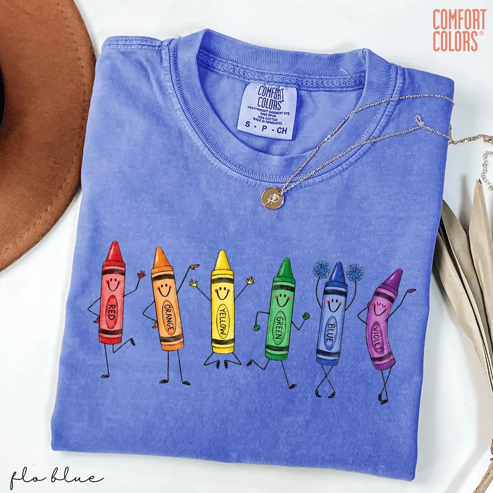 Rainbow Crayon Comfort Colors T Shirt, Cute Crayon Graphic Tee, Colorful Teacher Classroom Shirt, Back to School Teacher Gift, Preschool Kindergarten Teacher Tee for Men and Women