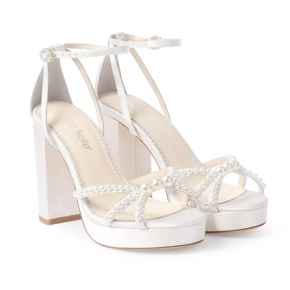 LOLA Platform Pearl Open Toe Block Heel