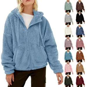 FMEYOA  Womens Fuzzy Sherpa Fleece Jacket Zip Up Oversized Winter Warm Sweatshirt Hoodies 2024
