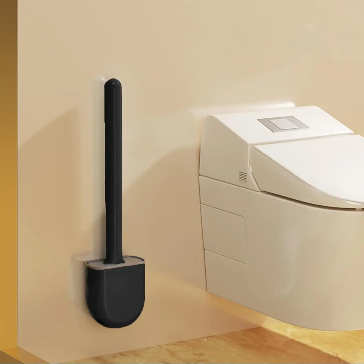 Long Handle Toilet Brush with Holder, 1 Count Toilet Bowl Brush, Toilet Cleaning Brush, Bathroom Accessories, Fathers Day Gift, Household Cleaning Sup