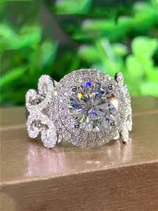1 PC Romantic Cubic Zirconia Ring For Women For Wedding Engagement Anniversary Party Jewelry Valentine's Day Gift Engagement Ring Beautiful Rings Accessories