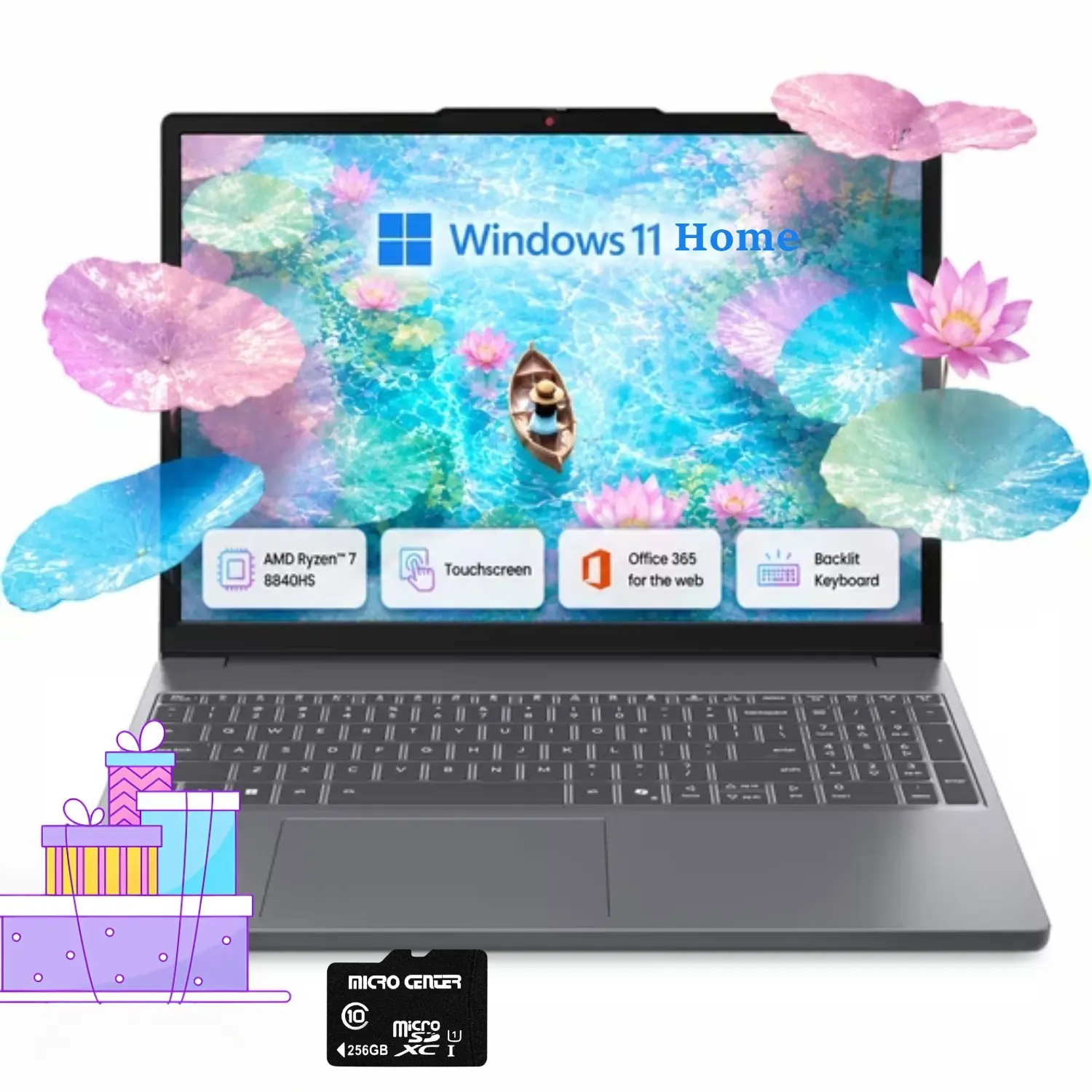 Lenovo 15.3‘’ Touchscreen Laptop Ryzen 7 8840HS Gray 2026,up to 32GB 1TB SSD, 1080p FHD IR camera, Radeon 780M graphics, Win 11 Home, Backlit keyboard,Bundle Accessories