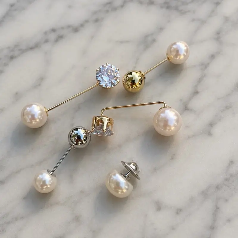 Styling Pin Set of 5 | Silver and Gold Elegant Brooch for Blouses | No-Tuck Shirt Clip