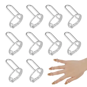 10pcs Nail Rings, Adjustable Fingernail Rings Reusable Detachable Metal Finger Nail Rings for Women Nails Jewelry Fingertip Gift Decorations for Wearing Manicure Nails(Silver)