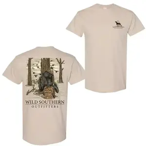 Wild Southern Outfitters Hunting Dog T-Shirt, 2-sided Duck Hunting Graphic Tee Casual Tee for Men & Women Made in USA Menswear - KitchenEra