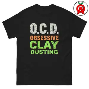 Men's clay shooting and sporting clays enthusiasts Graphic T-Shirt - Short Sleeve Crew Neck Regular Fit Casual Wear | Soft & Breathable Fabric, Durable Print, Everyday Comfort, Machine Washable, casual, graphic tee with distressed typography indoor