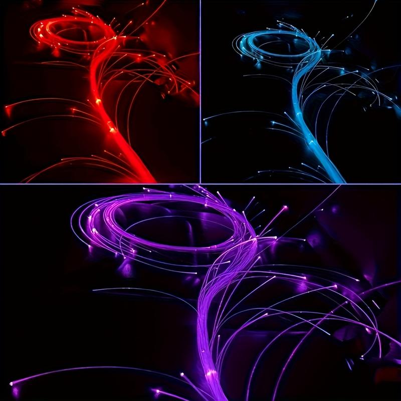 LED 7-color fiber optic whip, approx. 180 cm/70 inches, 360° rotation, USB rechargeable optical pixel whip, 3 light effects, for dance, party, gift, prom, carnival, holiday party, EDM party, Halloween decorations with light whip