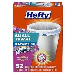 Hefty Small Trash Bags 4 Gallon 52 Count Fabuloso Scented Fresh Fragrant Lavender Scent Odor Control Versatile Kitchen Bathroom Waste Bags