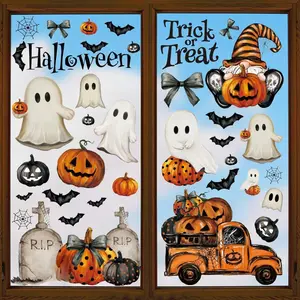 83 PCS Halloween Window Cling Sticker, Ghosts Pumpkins for Home Party Supplies Shop Window Glass Display Decoration