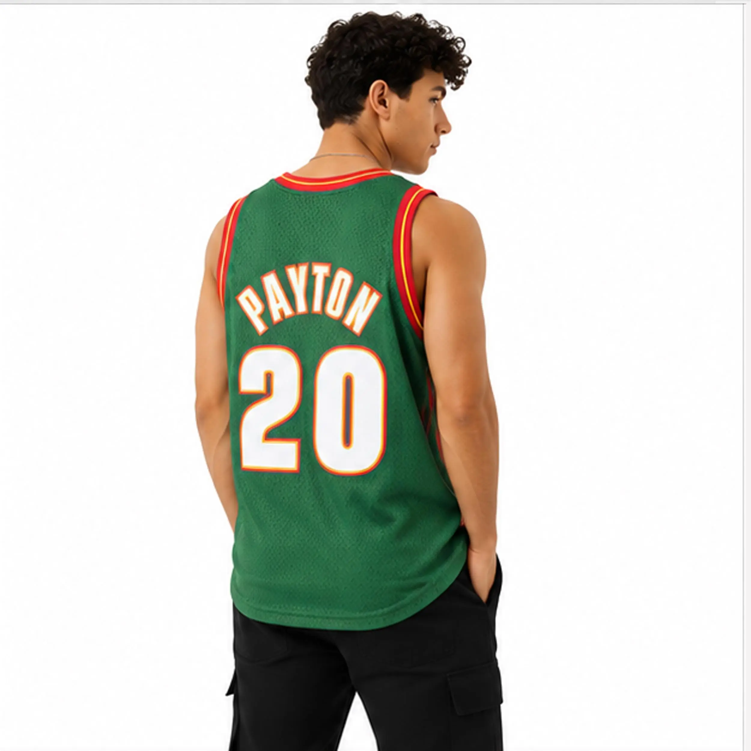 Men's Seattle Basketball Gary Payton Green 1995-96 Retro Fan Jersey