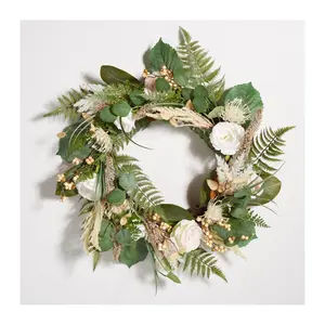 Safavieh Faux 28" Rose & Fern Wreath