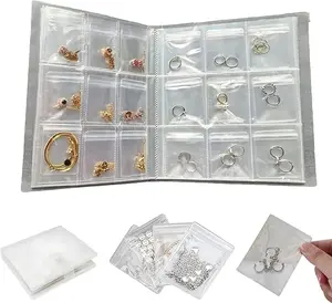 Transparent jewelry storage book, portable jewelry organizer with antioxidant function, suitable for storing necklaces, earrings, rings, bracelets and anklets (comes with a 30-page thick bag)