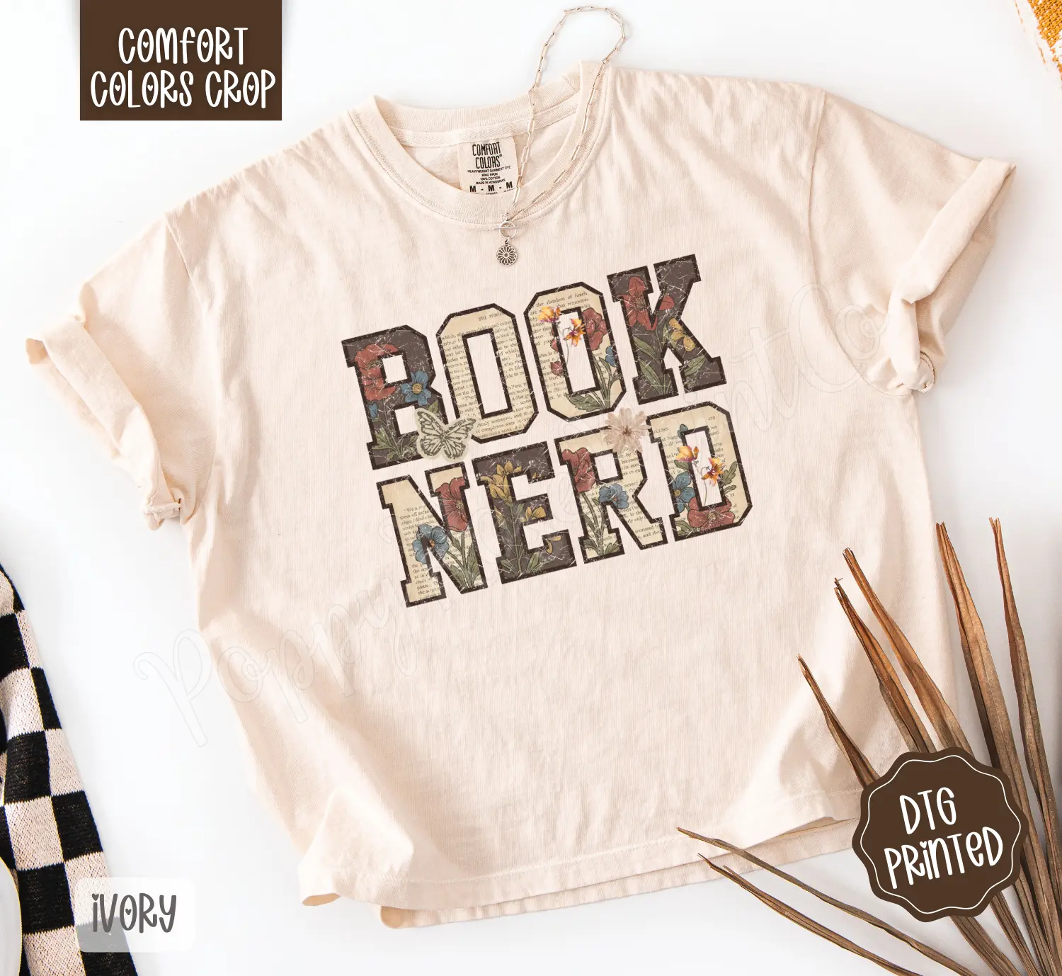 Book Nerd Cropped Comfort Colors Tee, Trendy Tshirt for Women