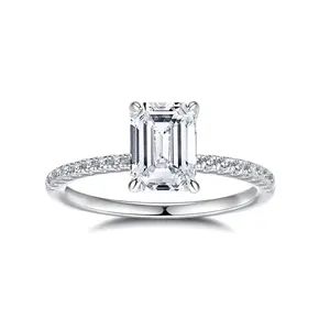 FANCIME Classic Solitaire Radiant Cut Moissanite Sterling Silver Ring