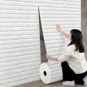 1Volume 35cm/ 380cm ,White imitation brick pattern 3D self-adhesive wall sticker,Cozy bedroom decoration,Foam Brick Renovation Wallpaper,Waterproof and moisture-proof wallpaper for home use,Soft anti-collision wallpaper.