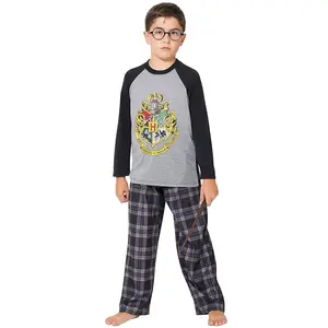 Intimo Big Boys Harry Potter Hogwarts School Crest Raglan Pajama Set