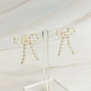 Pearl Bow Ballerina Earrings cute jewelry hoop earrings earring stacking set