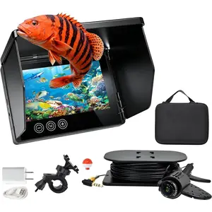 Underwater Fishing Camera, 5.0 Inch Fish Finder Depth Finder, Portable Fishfinder with 800 * 480  Display, 100FT/ IP68, for Kayak/Boat/Ice Fishing, Includes Transducer & Mounting Kit