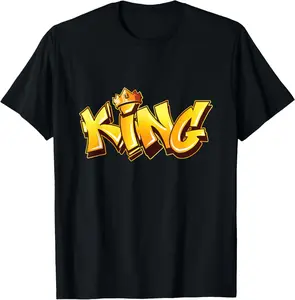 100% cotton Unisex King Graffiti Art Street Art Urban Style Spray Paint Hip Hop T-Shirt