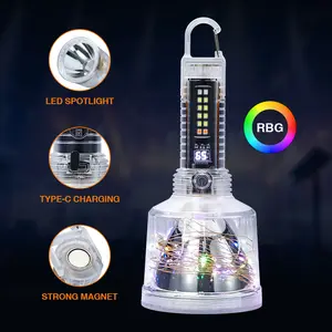 LED Rechargeable Flashlight, 5 Modes, with Colorful Lights, USB Power Supply, Suitable for Hunting, Camping, Boating, Hiking, Etc, Best for Christmas, Perfect for Thanksgiving