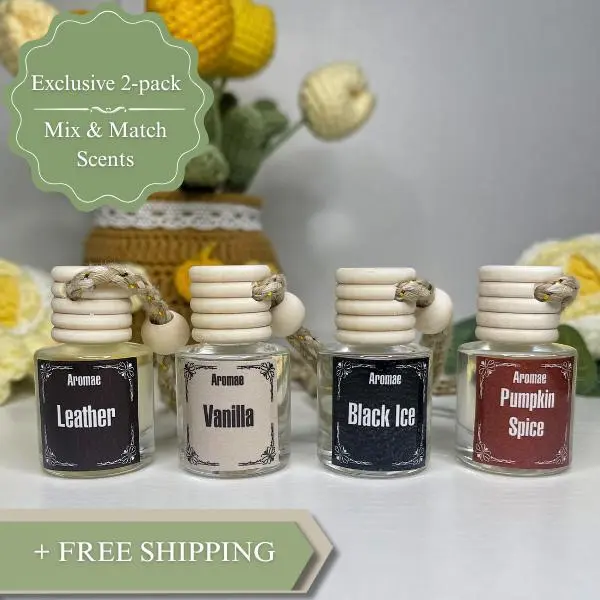 Aromae Scented Car Freshener 2 Pack Mix & Match - Long Lasting Car Diffuser