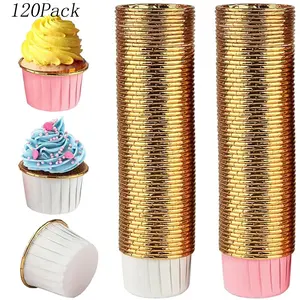 120 Pack Disposable Cupcake Baking Cups set,Muffin Cases Paper,Chocolate Moulds, Waterproof and Oil-proof Mini Muffins,Cupcake  for Birthday, Wedding