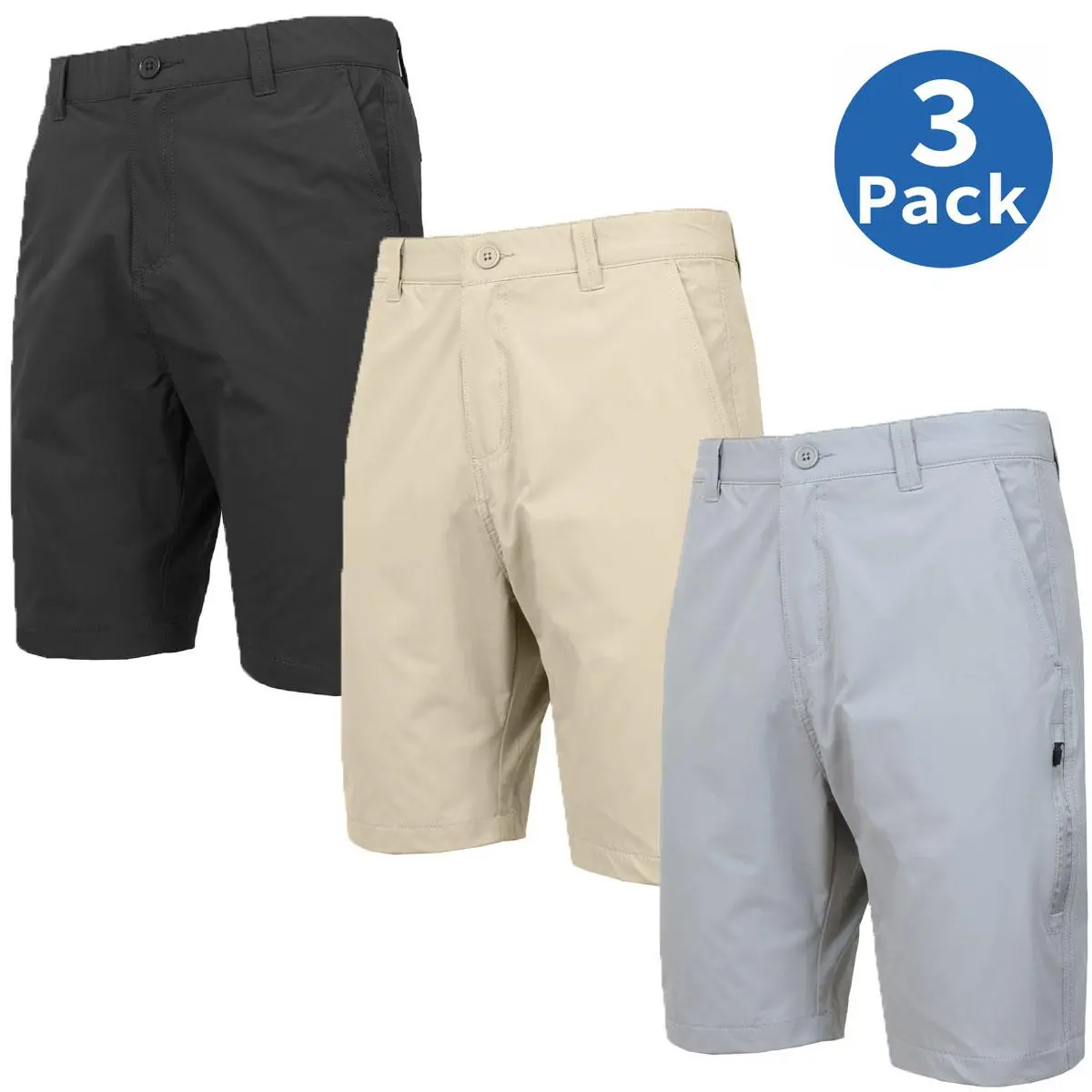 (3 Pack) Black-Khaki-Grey