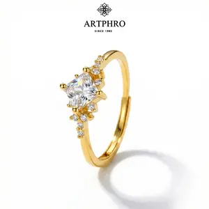 ARTPHRO Adjustable Princess Cut Zirconia Ring for Women – Exquisite Sparkle, Timeless Beauty, Perfect Gift Solitaire Engagement Rings Solitaire Stackable Rings