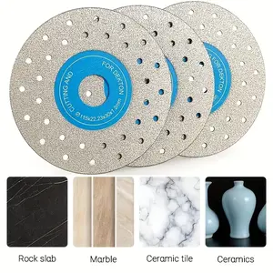 3pcs Multi-Hole Wide Cutting Blades for Tiles Stone, 4 Inch Rock Board Grinding Wheels, Ultra-Thin Tile Cutting Discs, Angle Grinder Sanding Wheel Saw Blade
