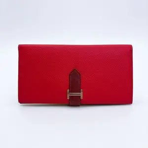 Pre-owned HERMÈS leather Clutches & Wristlets Hermes Red Epsom Bearn Wallet