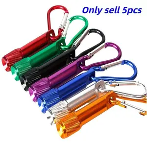 5-Piece Mini Keychain LED Flashlight Set, Portable Strong Light Gear for Camping Hiking, Outdoor Sports Accessories, Backpack Clip-On