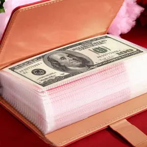 Large capacity 100-page 3-ring binder Savings Binder cash and photo storage book with password lock-heavy plastic cover, binding system suitable for money, stamps and photo albums-office use, financial record notebook