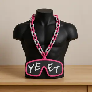 Pink Jey Uso Yeet Glasses Inspired WWE Wrestling Necklace Chain 32" Fan Bling