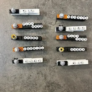 Volleyball Spirit Pins - Handcrafted Wooden Clothespins with Glitter & Plastic Charms for Team Events - Set of 5 or 10 - Perfect for Games & Tournaments
