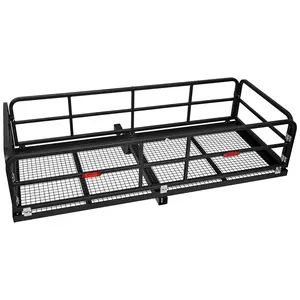 Garvee Heavy Duty Folding Hitch Cargo Carrier Rack 60" x 26" x 4.7" with 750 lbs Capacity, Fits 2" Receiver, Includes Handle and Wheels, Ideal for SUV, Truck, Trailer, Pickup Truck, Camping & Travel
