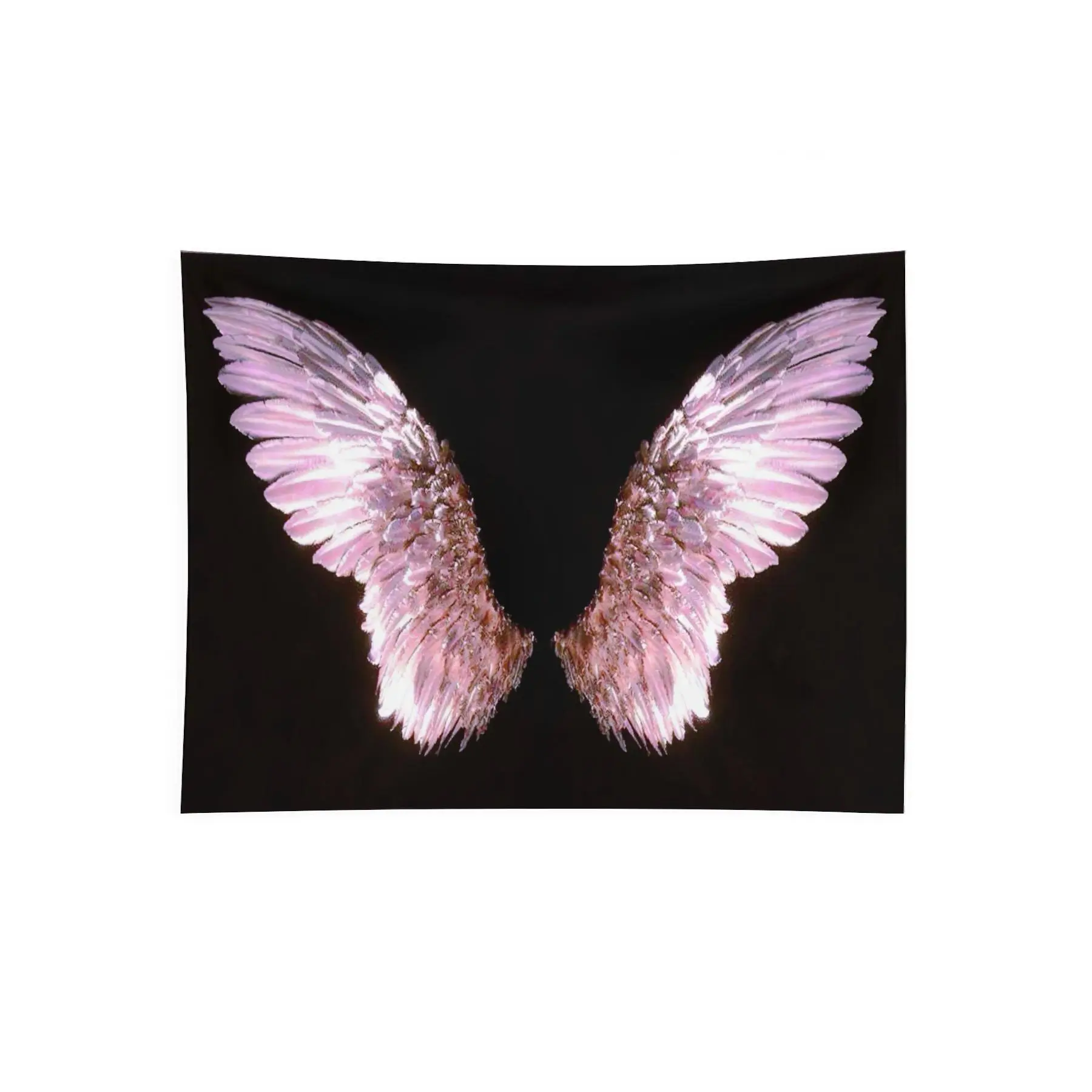 Pink Angel Wings Wall Tapestry, Glitter Fairycore Heavenly Aesthetic Bedroom Dorm Photo Backdrop Decor