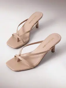 Women's Kitten Low Heel Thong Slippers - Fashion Square Open Toe Comfort Slides for Casual Parties